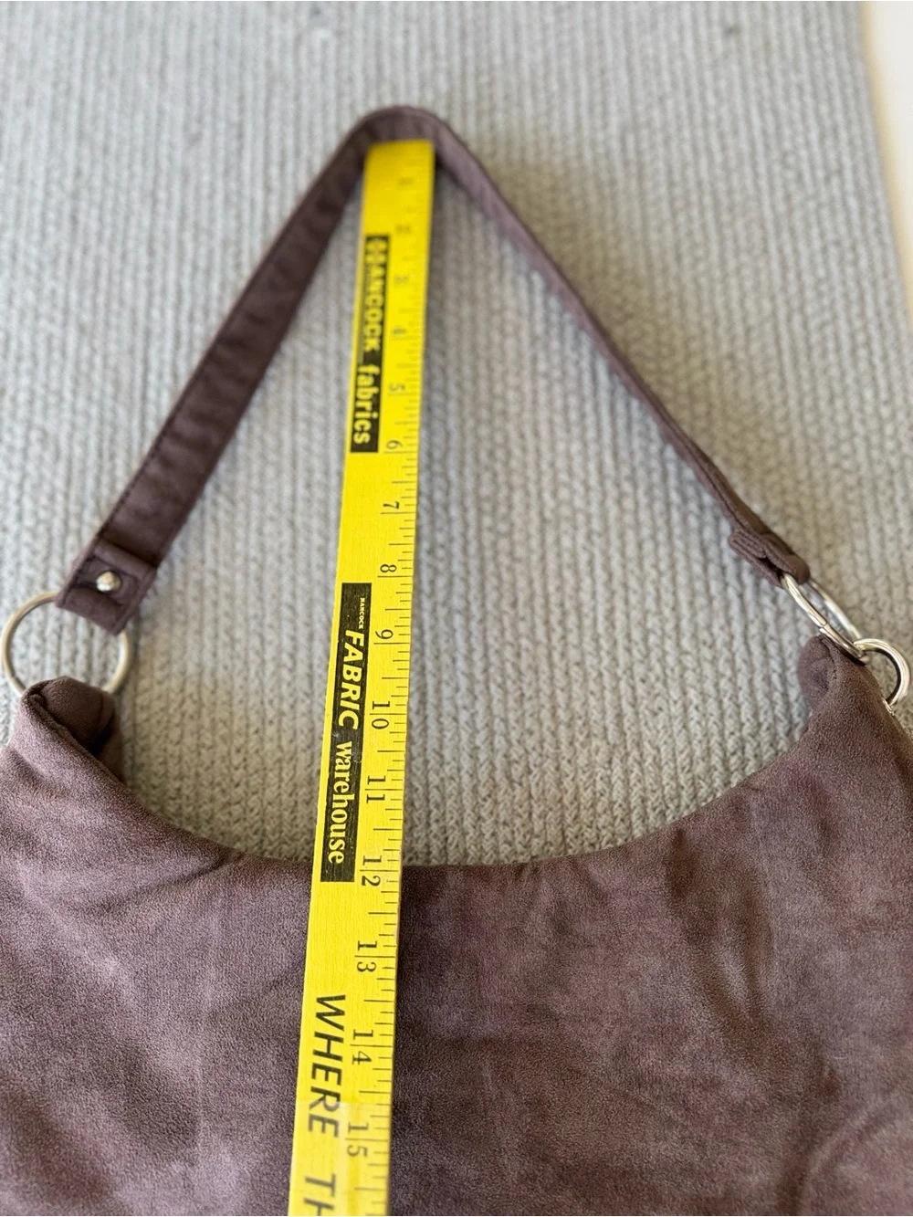 Bella Russo Taupe Brown Faux Suede Hobo Shoulder Bag Silver Accents